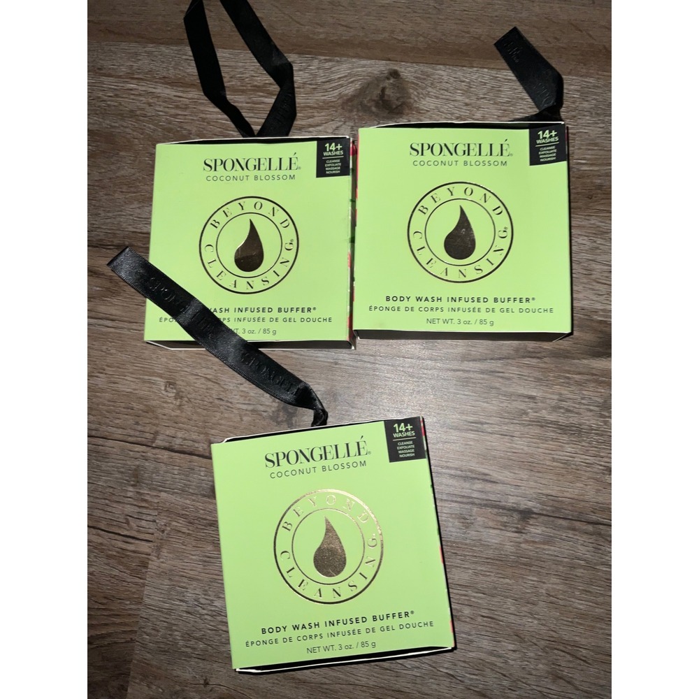 Spongelle Body Wash Infused Buffer Coconut Blossom 3 Pack Exfoliating Sponge Set